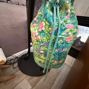 Hermes Green and Pink Floral Backpack